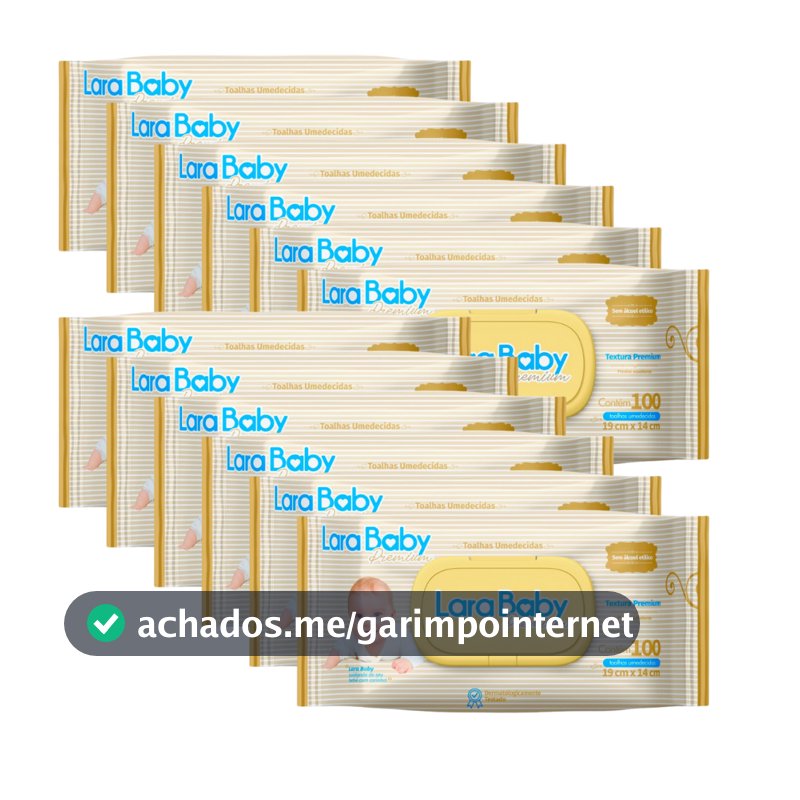 Kit C/12 Lenço Umedecido Lara Baby Premium 100 Unidades Total 1200