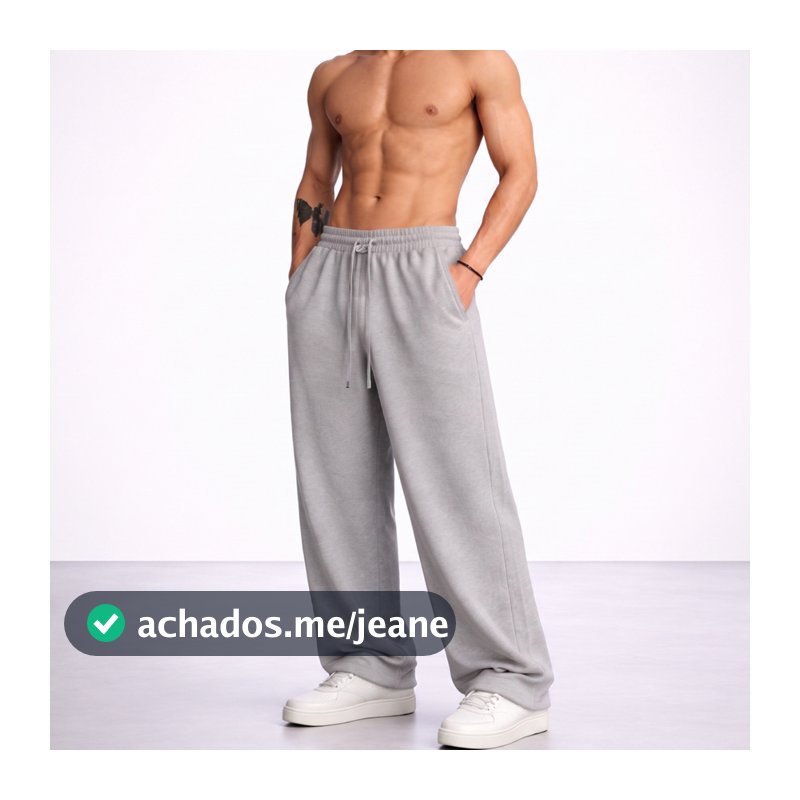 Calça Cargo Baggy Larga De Moletom Masculina Despojada Casual Confortável Treino Forrada Lisa unissex