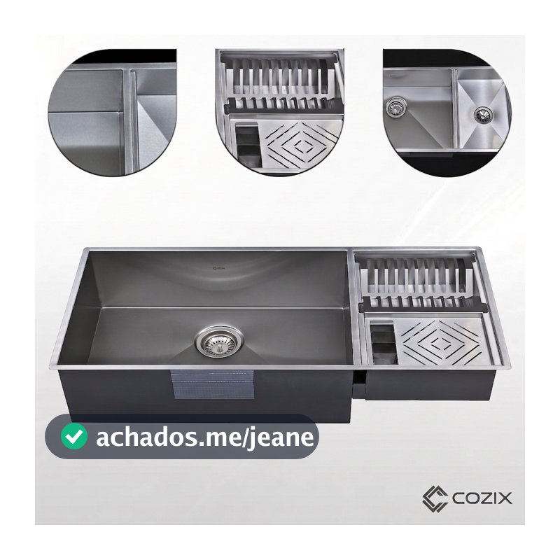 Pia Cuba Calha Para Cozinha Gourmet Em Inox 304 Com Escorredor de Louças de Embutir Luxo Antirruído