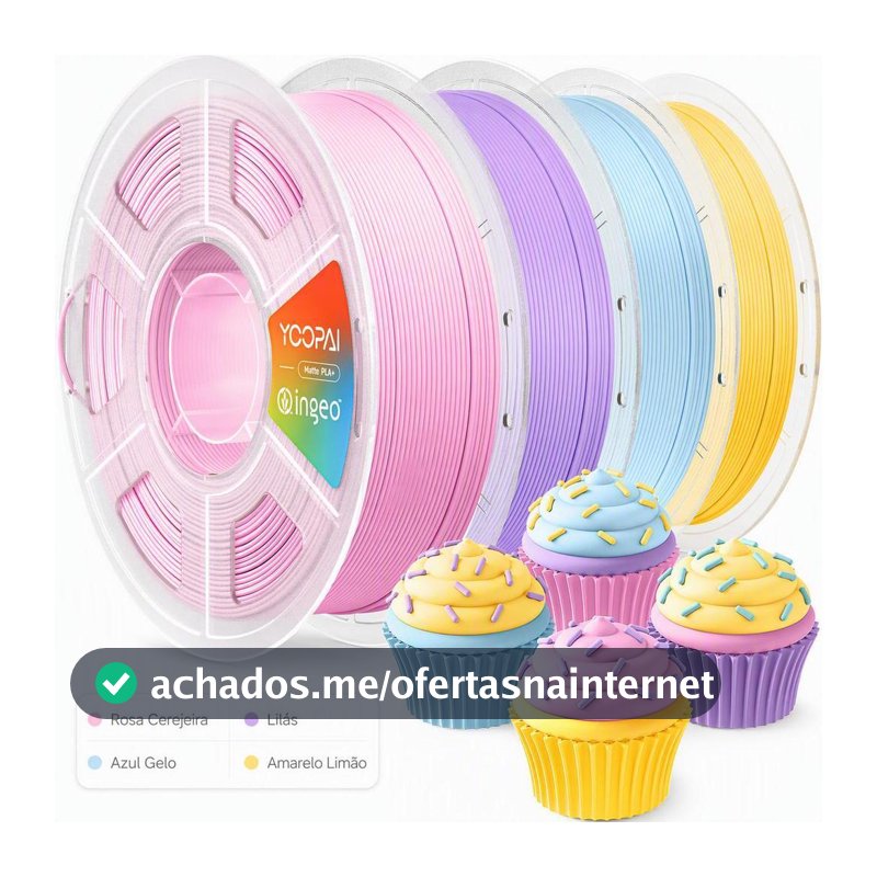 Yoopai Kit Filamento PLA+ Fosco 4kg 1,75mm para Impressora 3D FDM, carretel transparente não removível, várias cores