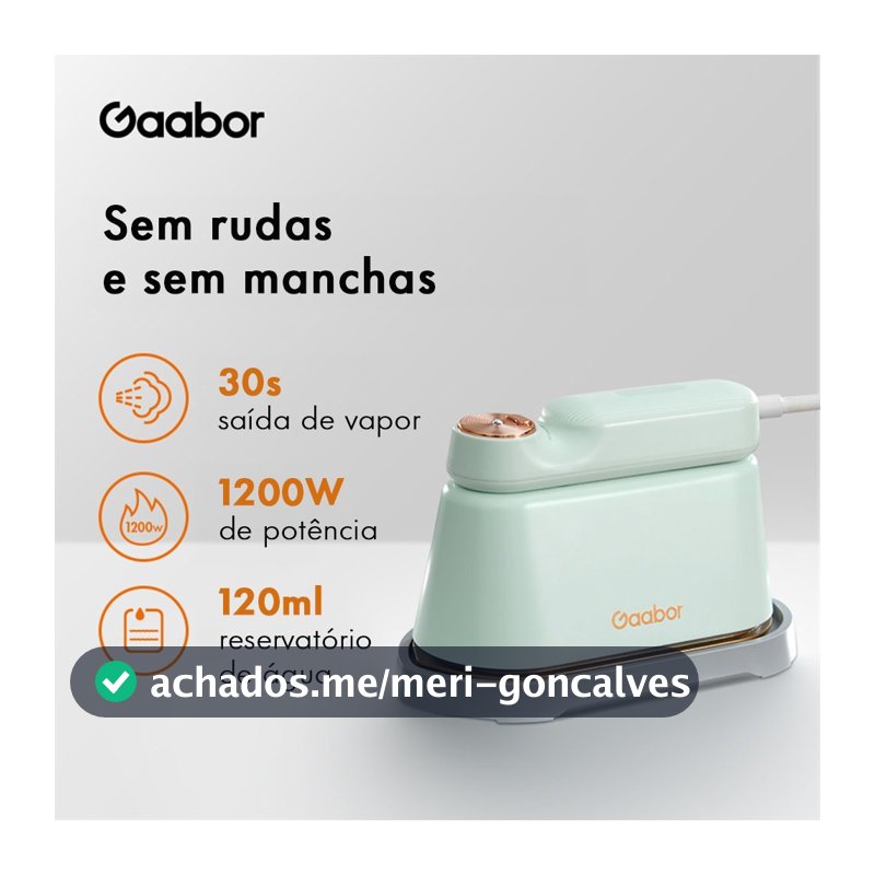 Gaabor Ferro de Passar a Vapor Portátil 1200W em Aço Inoxidável Resistente a Altas Temperaturas Vapor Top Clean HM-M01A