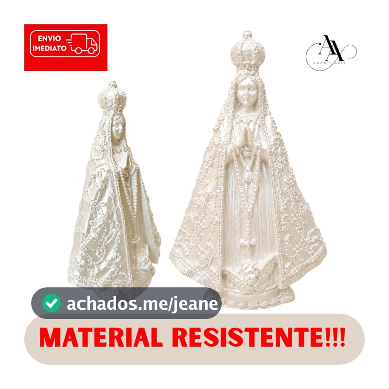 Kit 10und Imagem Nossa Senhora Aparecida 15cm Perolada Gesso Lembrancinha Casamento Caixa.