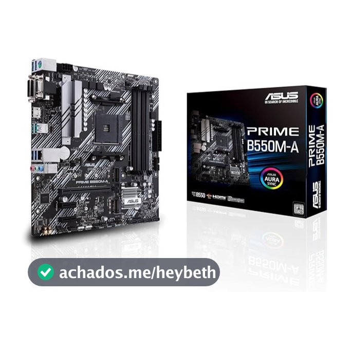 Placa mãe ASUS Prime B550M-A AMD B550 soquete AM4 Micro ATX DDR4-SDRAM