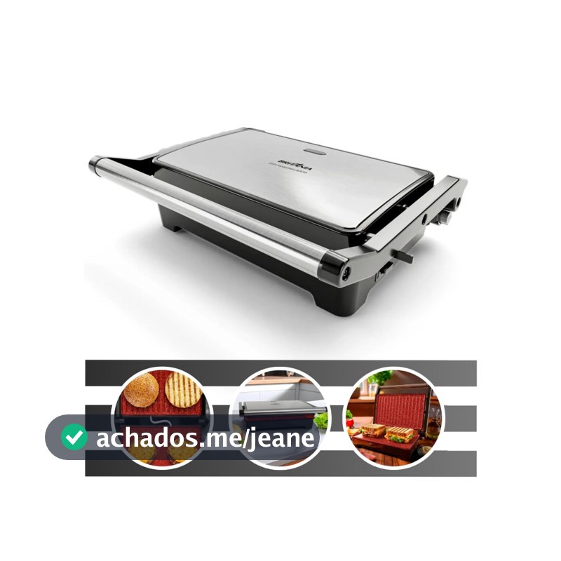 Grill e Sanduicheira 2 em 1 BGR28A 1200w Acabamento em Inox com Abertura 180º Britânia