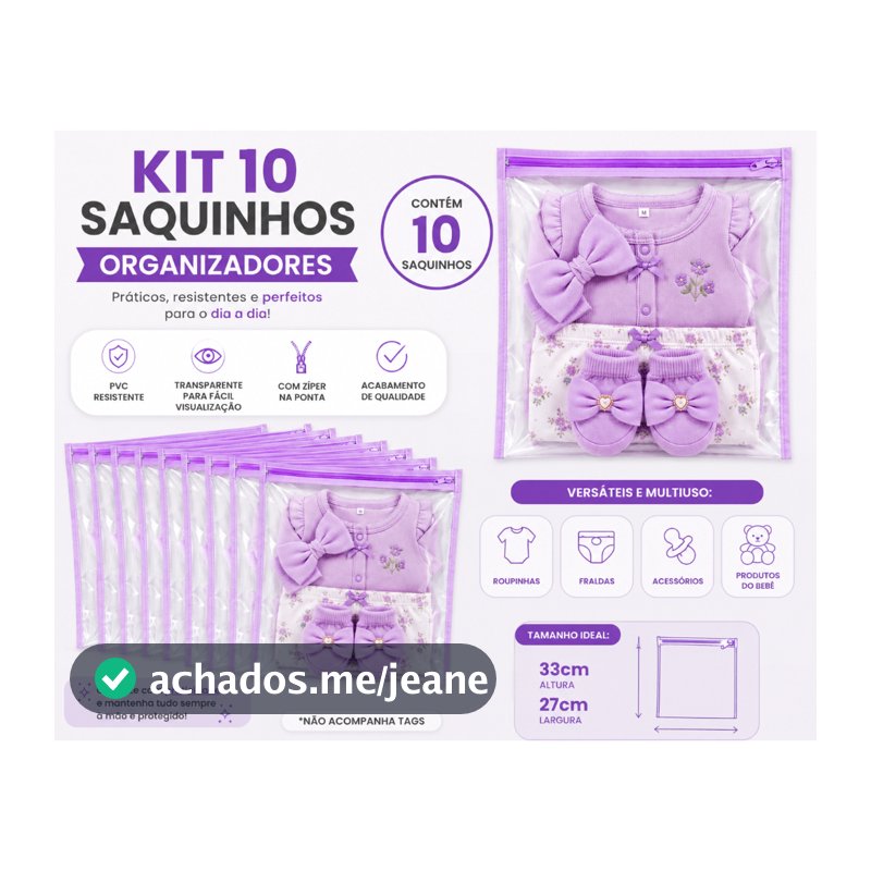 Kit 10 Saquinho Saco Maternidade Bebê Organizador Menino Menina