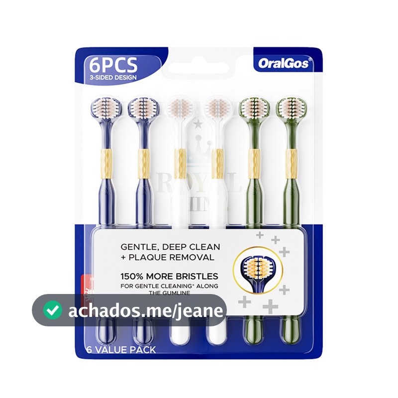 ORALGOS Escova Dental OralGos 3 Lados, Kit 6 Unidades - Limpeza Profunda