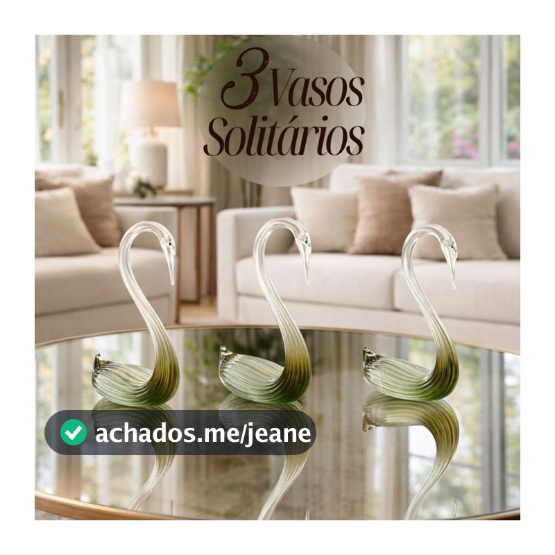 Kit 3 Vaso Enfeite Solitário Cisne Vidro Decoração Mesa Festa Casamento Centro De Mesa