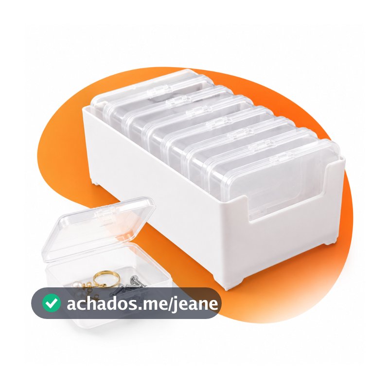 Kit Caixa Organizadora Transparente Multiuso Porta Joias Cabos Photocard Plástico