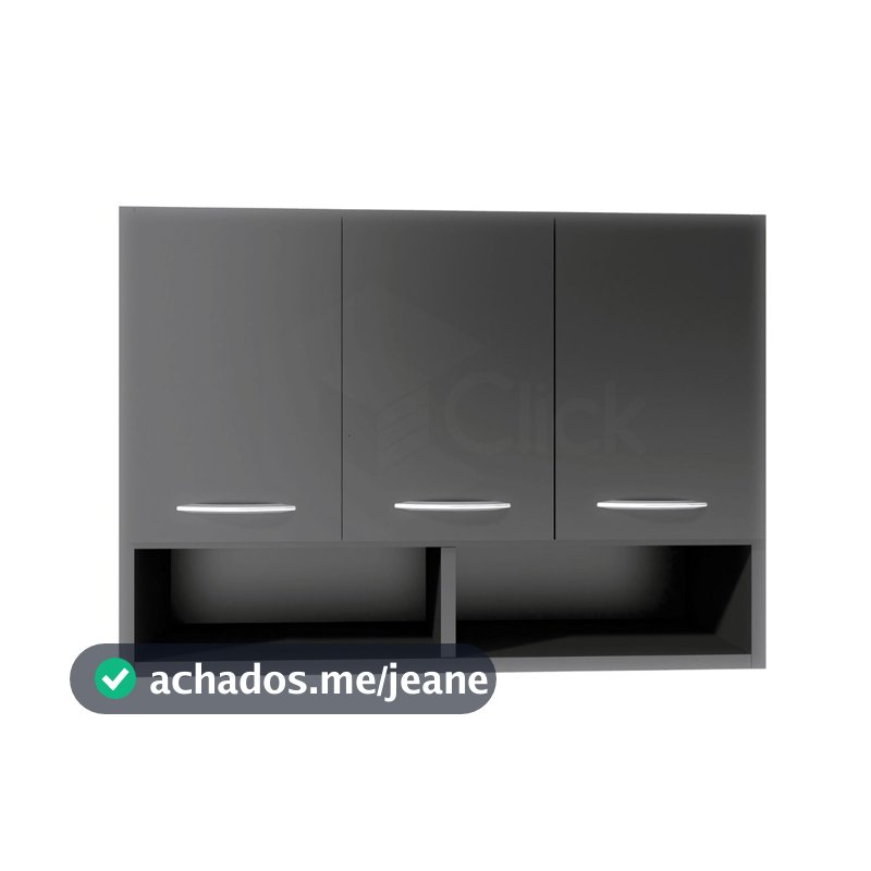 Armário Suspenso de 90 cm - Modular - Organização Inteligente - 3 Portas - Preto ou Branco