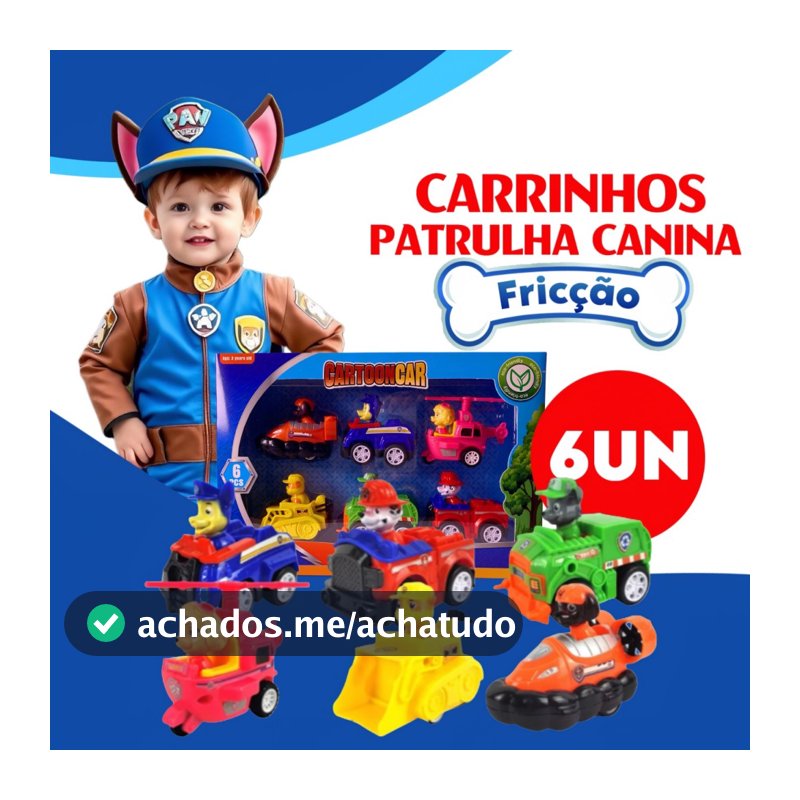 Kit 6/9 Carrinho Patrulha Canina Brinquedos De Fricção Coleção Premium