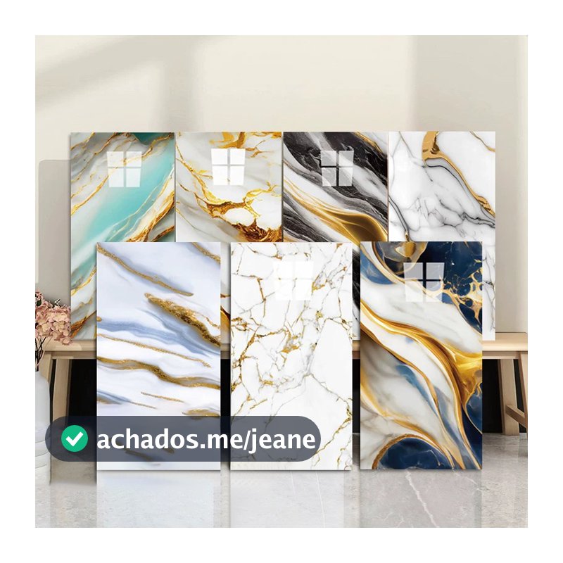 Kit20 Placas  Mármore Porcelanato autoAdesivos Parede 60x30cm Espuma Lavavel Brilhente 3D Revestimento Impermeável