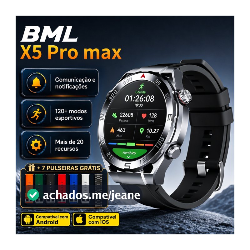 BML Novo X5Pro Max Smart Watch Bluetooth Chamada IP67 À Prova D 'Água Esportes e Fitness Adequado para Android IOS