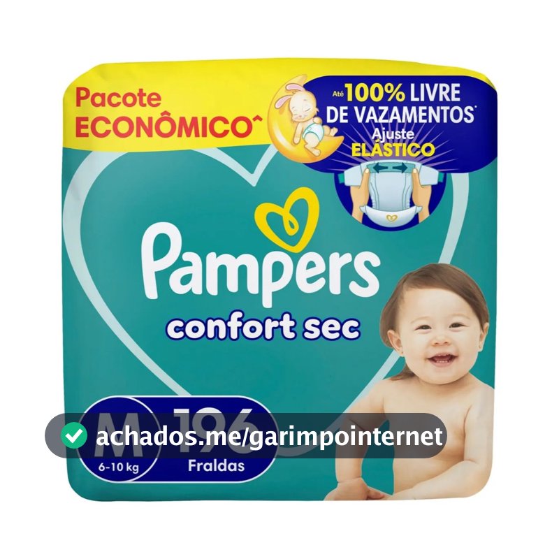 Fralda Pampers Confort Sec Tamanho M 196 Unidades
