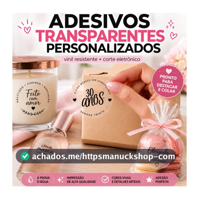 ADESIVO TRANSPARENTE PERSONALIZADO COM SUA LOGO | VINIL À PROVA D’ÁGUA | ETIQUETA ADESIVA PREMIUM + BRINDE