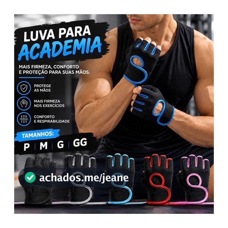 Luva de Academia Antiderrapante Feminina E Masculina Par de Luva Musculação Masculina Equipamentos e Ginástica