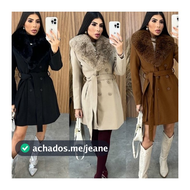 Promoção Sobretudo Lã Batida Premium Forrado Pelo Destacável Bolso Botão Faixa Ajustável Moda Gringa