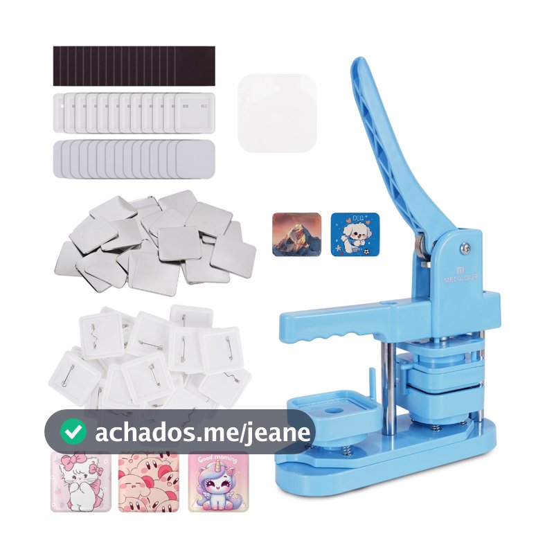5x5cm Quadrado Pins E Bottons Rosa Máquina +50 Imãs De Geladeira+50 Emblemas Mecolour