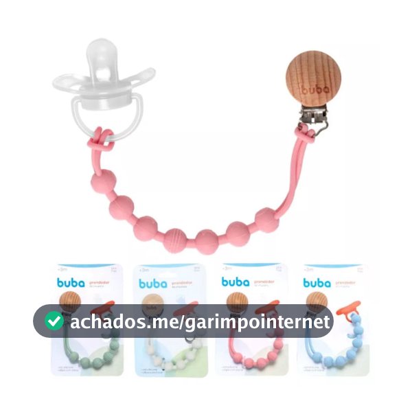 Buba, Prendedor De Chupeta Em Silicone Rosa / Verde / Bege / Azul