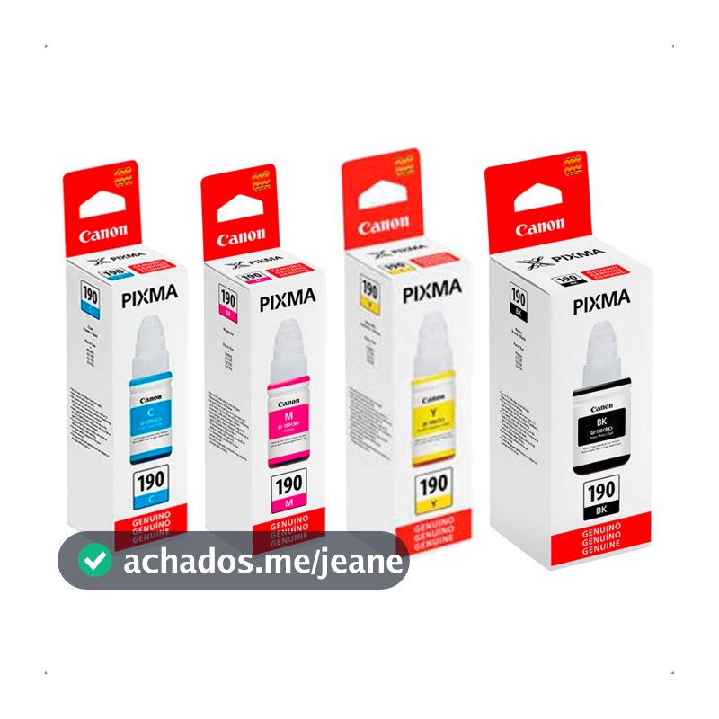 Kit Garrafas de Tinta Linha GI-190 Canon