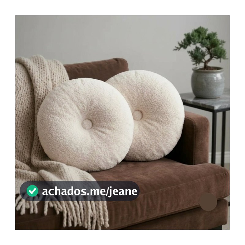 Kit 2 Almofadas Cheias Redondas Boucle Bola 45x45 Com Enchimento Premium Para Sofá Sala Decorativa