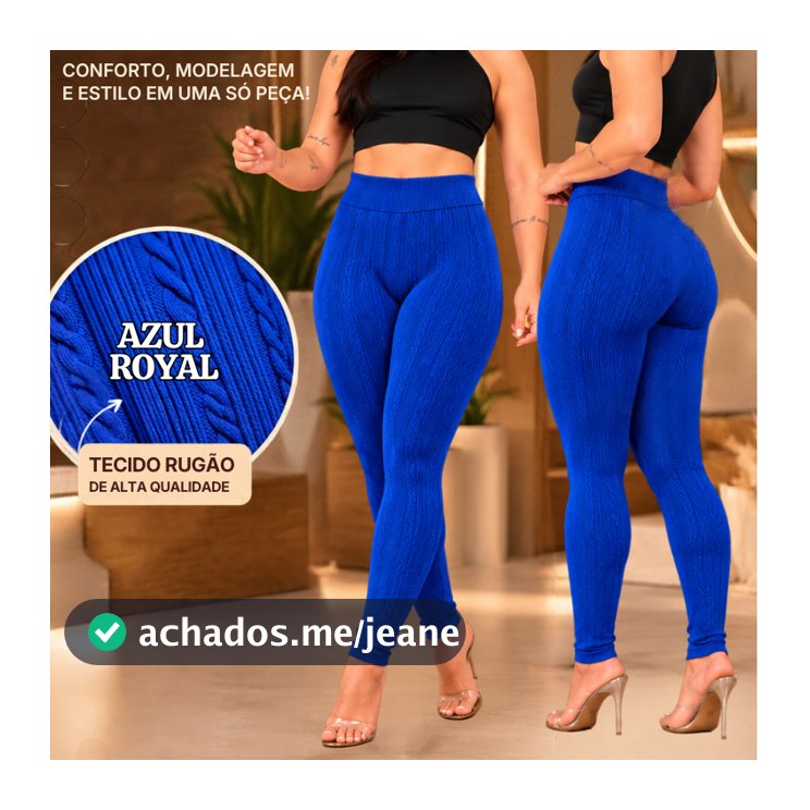 Calça Legging Feminina Rugão Cintura Alta Modeladora Confortável Para Academia e Dia a Dia
