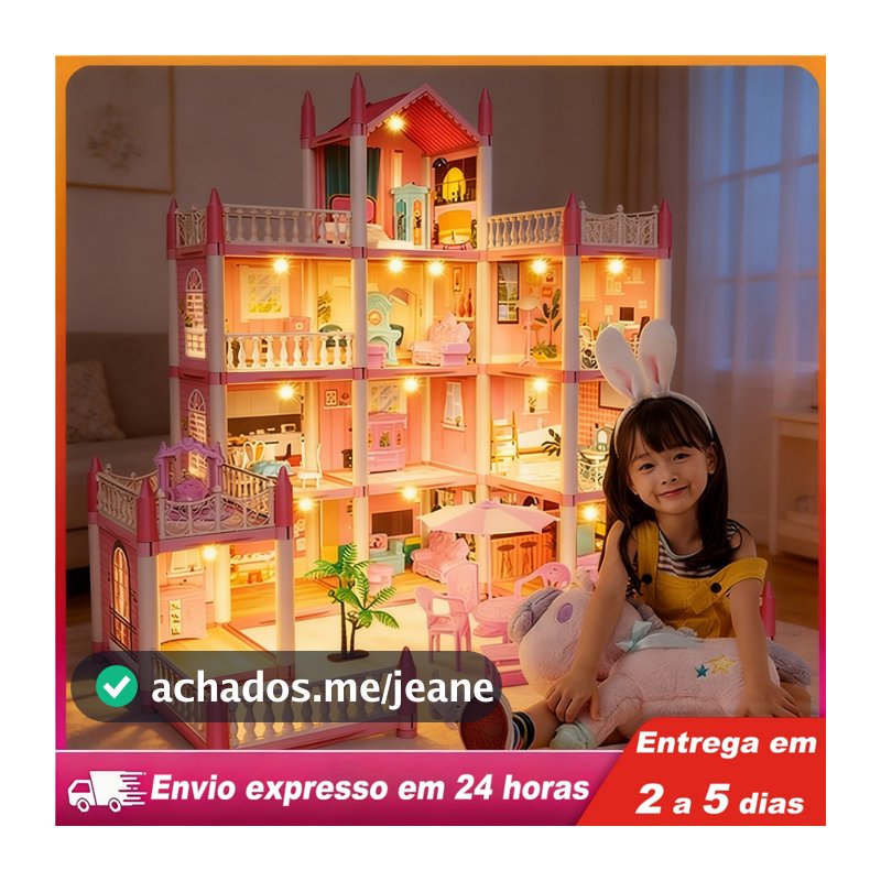 (luz) Casinha de Boneca com 16/14/8/7/4 Quartos Corda de Luzes Brinquedo para Crianças Presente De Aniversário