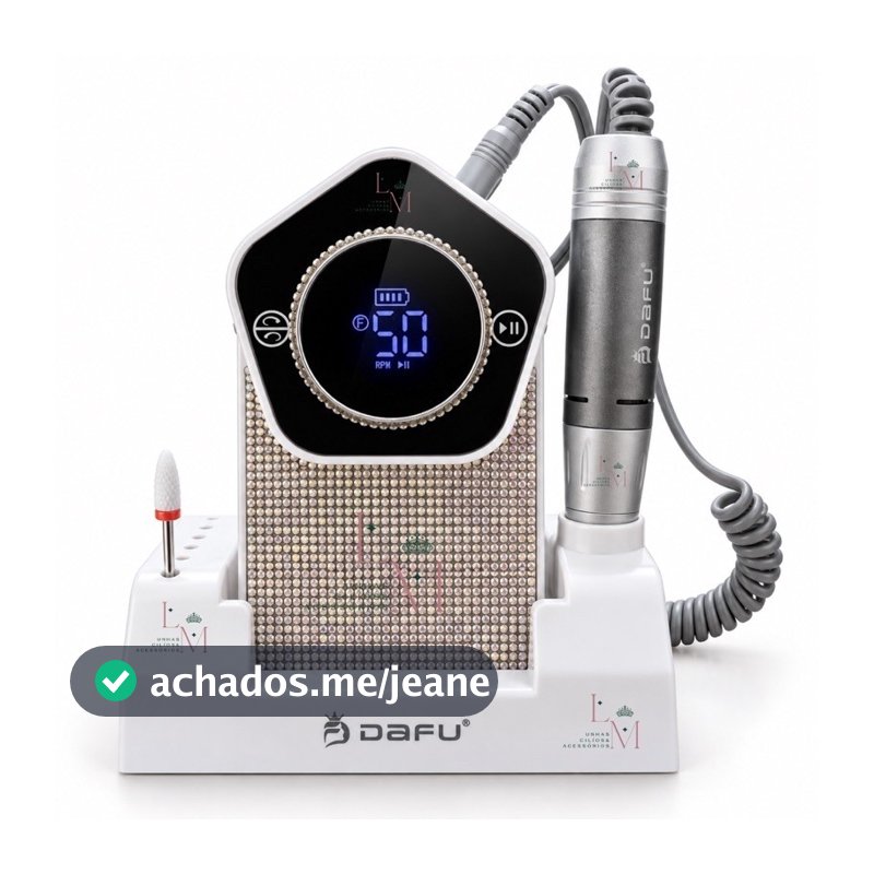 Motor Lixadeira Para Unhas Recarregável de Alta Potência Dafu 50000RPM Acompanha Broca de Remoção e Suporte