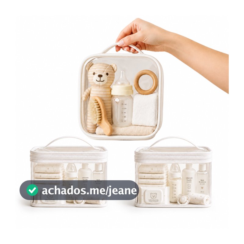 Kit 3 necessaire transparente organizadores Bolsa Mala Saída Maternidade Troca e Fralda bebe Higiêne