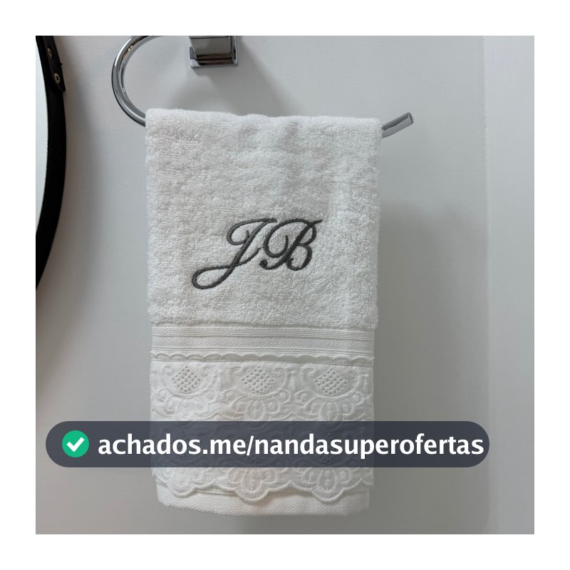 Toalha em Algodão Egípcio e Renda com Bordado de Letras Personalizadas Tamanho Lavabo, Rosto ou Banho Presente