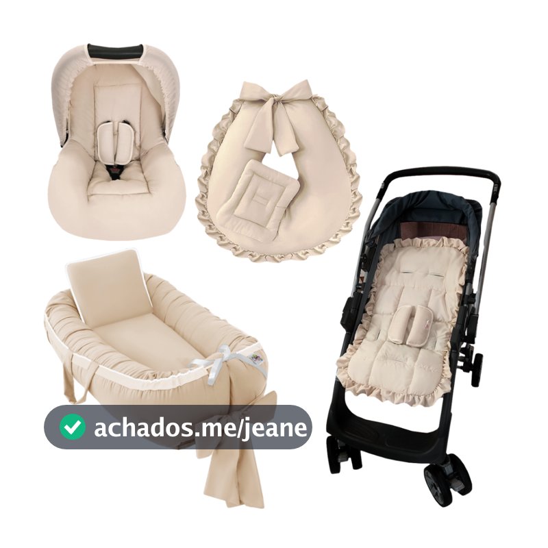 Kit Bebê - Ninho Redutor + Almofada Amamentar + Capa Bebe Conforto Capota Protetores + Capa Carrinho