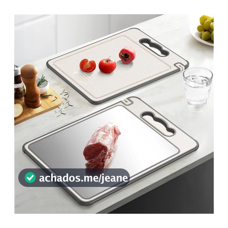 Tábua De Corte Dupla Face 304 De Aço Inoxidável, Antimofo e Antibacteriano, Ferramenta de Cozinha