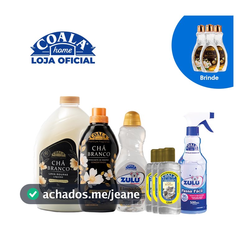 Kit Coala Novidade que Perfuma - Chá Branco Brinde 3 Limpadores Perfumados Coala 500ml