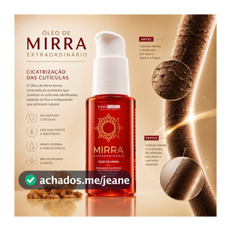 ÓLEO DE MIRRA ANCESTRAL 60ML | NUTRIÇÃO E CICATRIZAÇÃO DOS FIOS | FINA MARIA PROFESSIONAL
