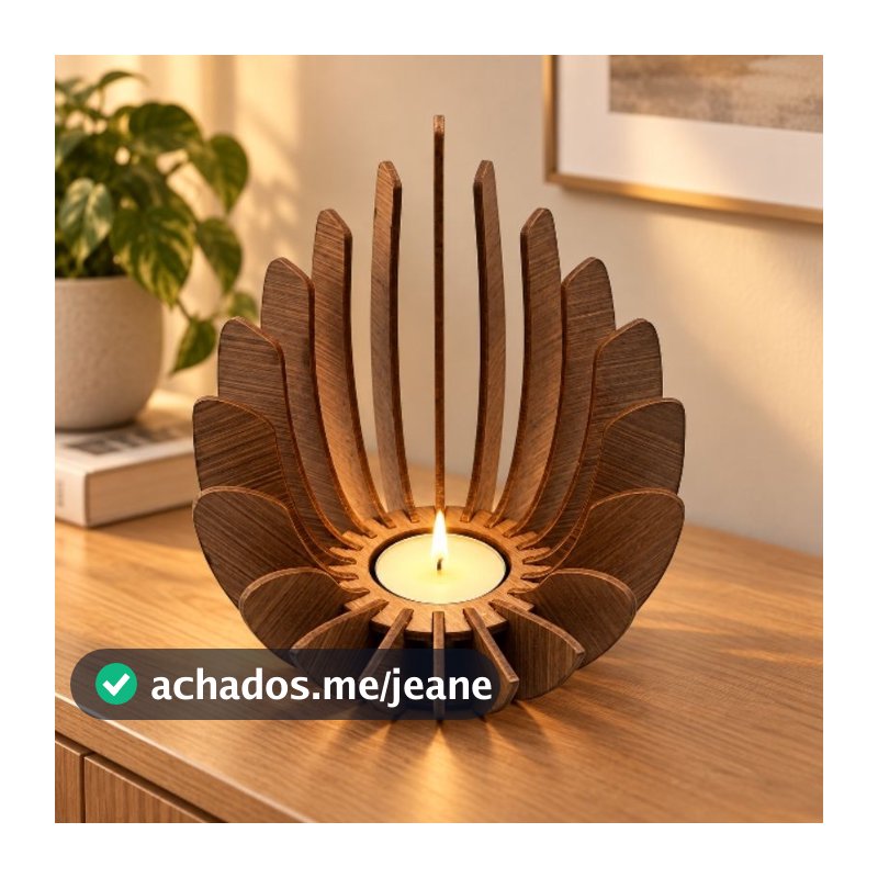 Porta-Vela Decorativo em MDF com Vela Rechaud – Presente e Decoração de Ambientes