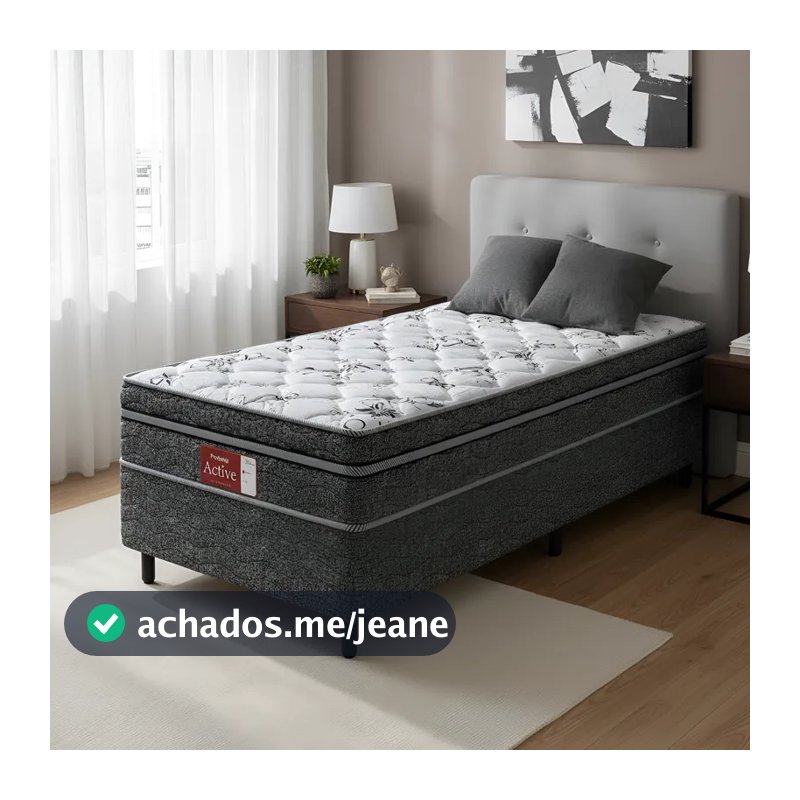 Cama Box Conjugada Probel Espuma D28 Ortopédico Unique Active Solteiro 88cm