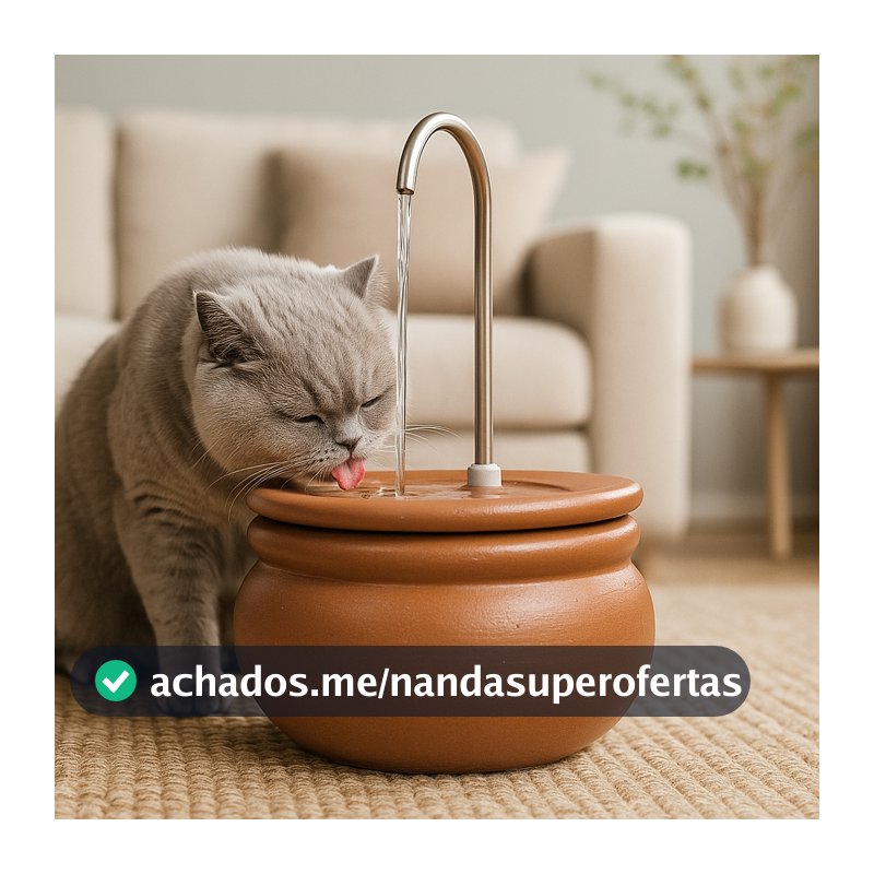 Bebedouro Fonte em cerâmica com 2,5L para gatos ou cachorros agua fresca