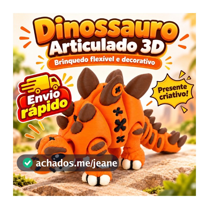 Dinossauro Articulado 3D Flexível Brinquedo Sensorial Decorativo Infantil