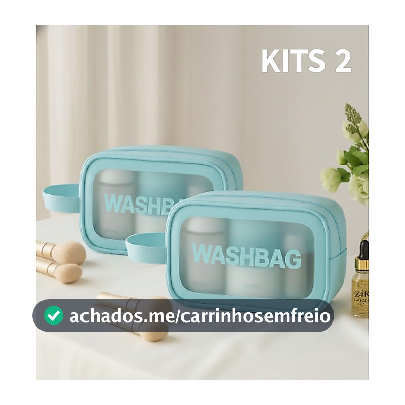 Kits 2 Bolsa Necessaire Washbag PVC Transparente Impermeável Para Maquiagem Viagem Cosméticos Organização Prática