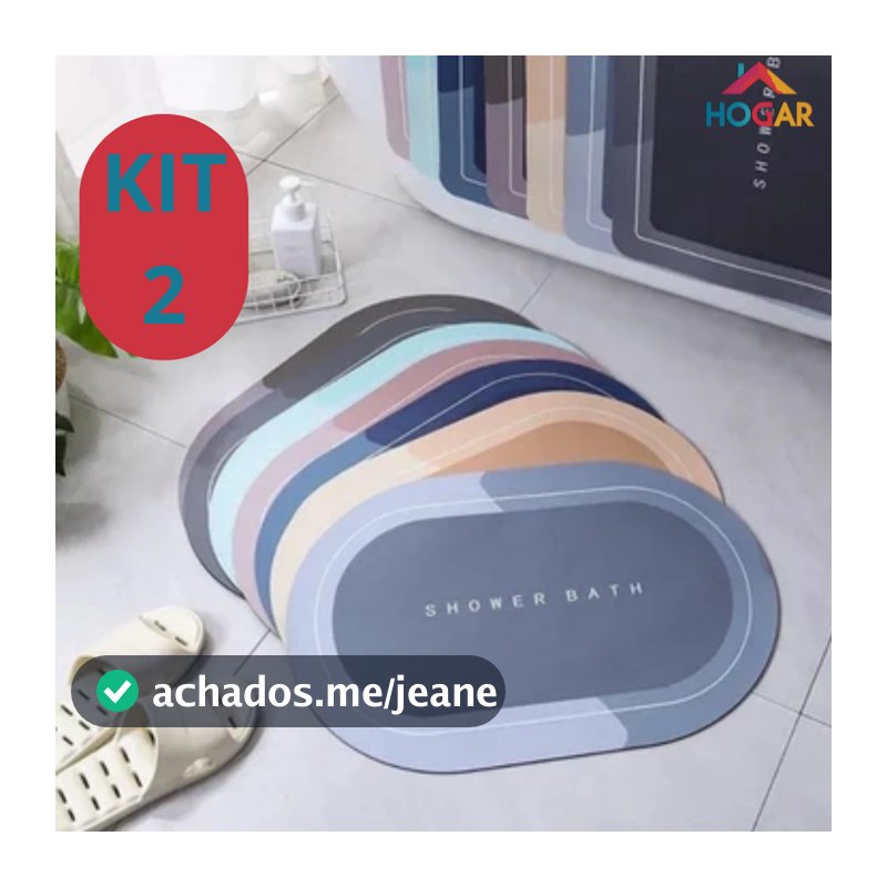 2pç Tapete de Banheiro Emborrachado Secagem Rápida Capacho Antiderrapante Absorvente