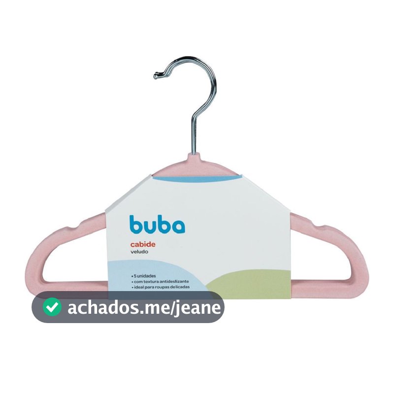 Cabide de Veludo Rosa Para Roupas Infantis 10639 Buba