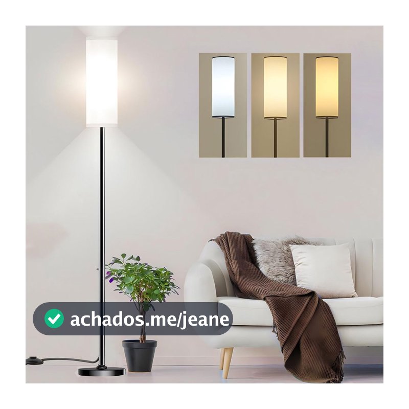 Luminária de Chão para Escritório - Simples, com 3 Temperaturas de Cor e Iluminação Ajustável
