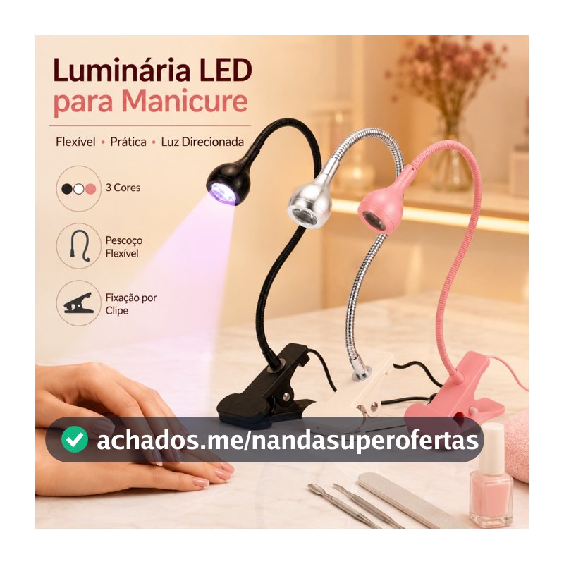 Secador UV de Unhas com Presilha para Fixar na Mesa, Luminária Flexível para Manicure DIY em Casa