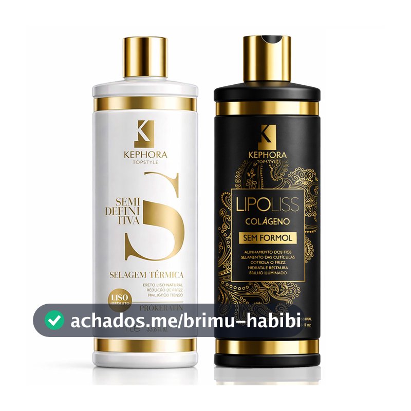 Kit Kephora Escova Semi Definitiva 1L + Progressiva Lipoliss Sem Formol Selagem Termica Liso Intenso