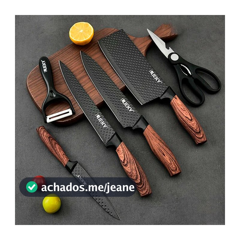 Kit Conjunto De Facas Inox 6/9 Peças Antiaderente Com Cabo Reforçado Descascador E Tesoura Cozinha Facas de Cozinha