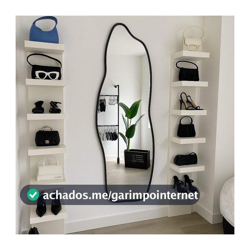 Espelho Orgânico Corpo Inteiro Grande 110x50cm Modelo Fogo Decorativo Para Sala Quarto