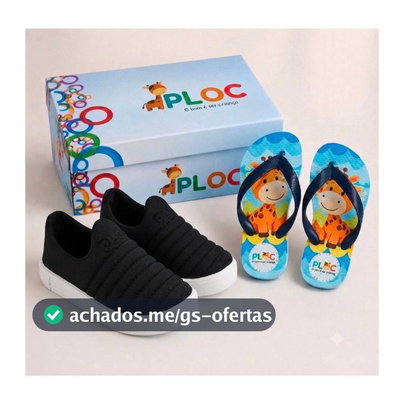 Kit 2 Pares: Tênis Iate + Chinelo Infantil Ploc Menino Estampado
