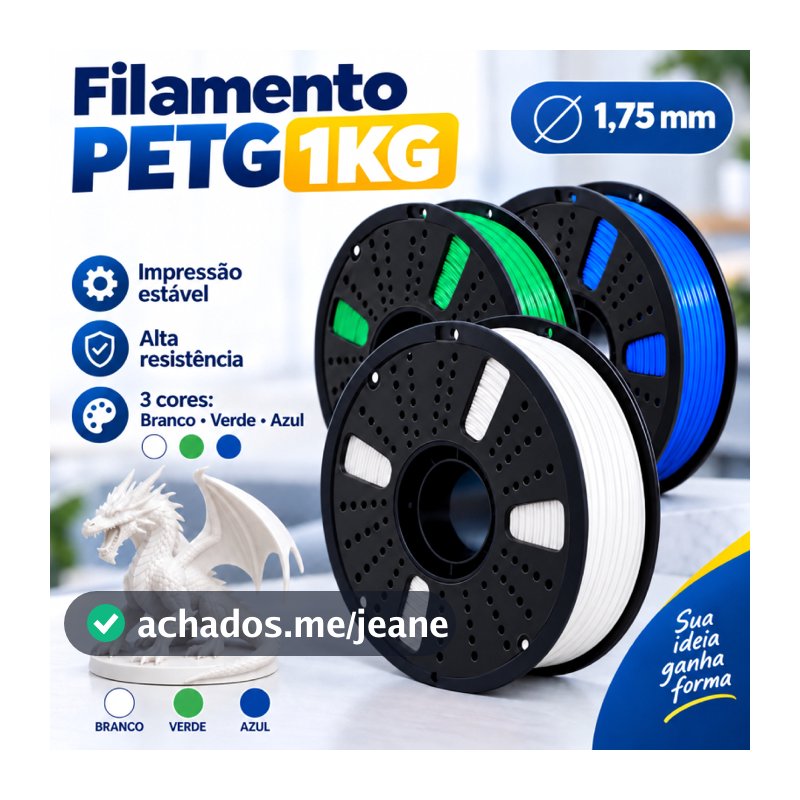 Filamento 3D PETG 1kg 1,75mm impressão Premium varias cores 3D