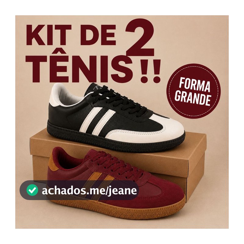 Kit 2 Tênis Femininos Casuais Camurça Detalhe Lateral Listra Dupla Moderno Confortável Moda