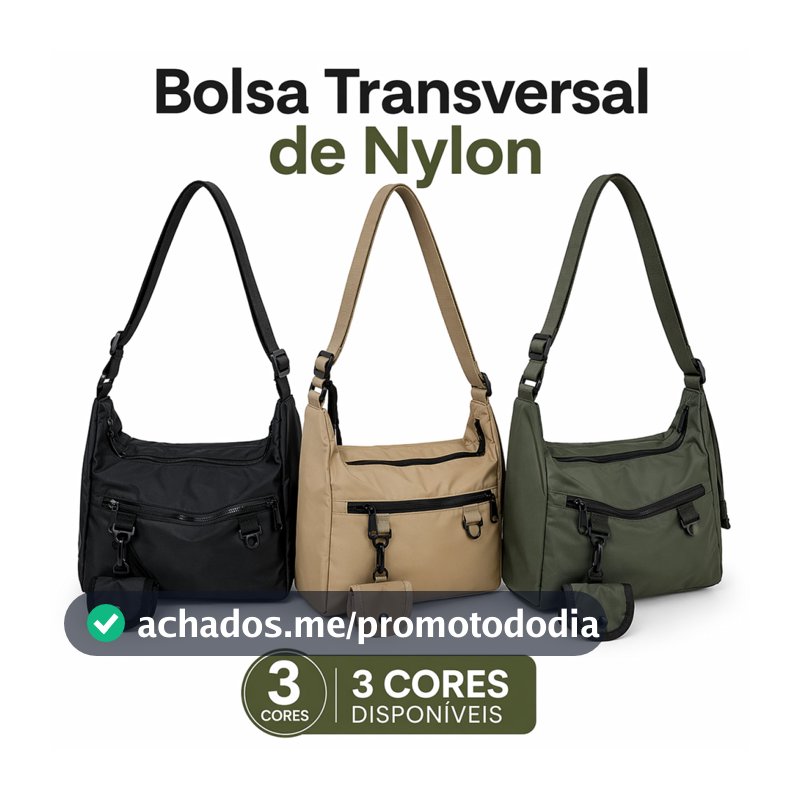 Bolsa Transversal de Nylon Resistente Casual para Uso Diário Trabalho Passeio  Mini Bolsinha Acessório