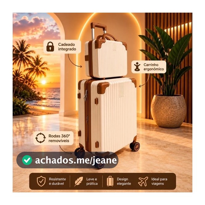 Conjunto Mala De Viagem 10KG E Frasqueira Cadeado TSA Roda Dupla 360° ATP93-2
